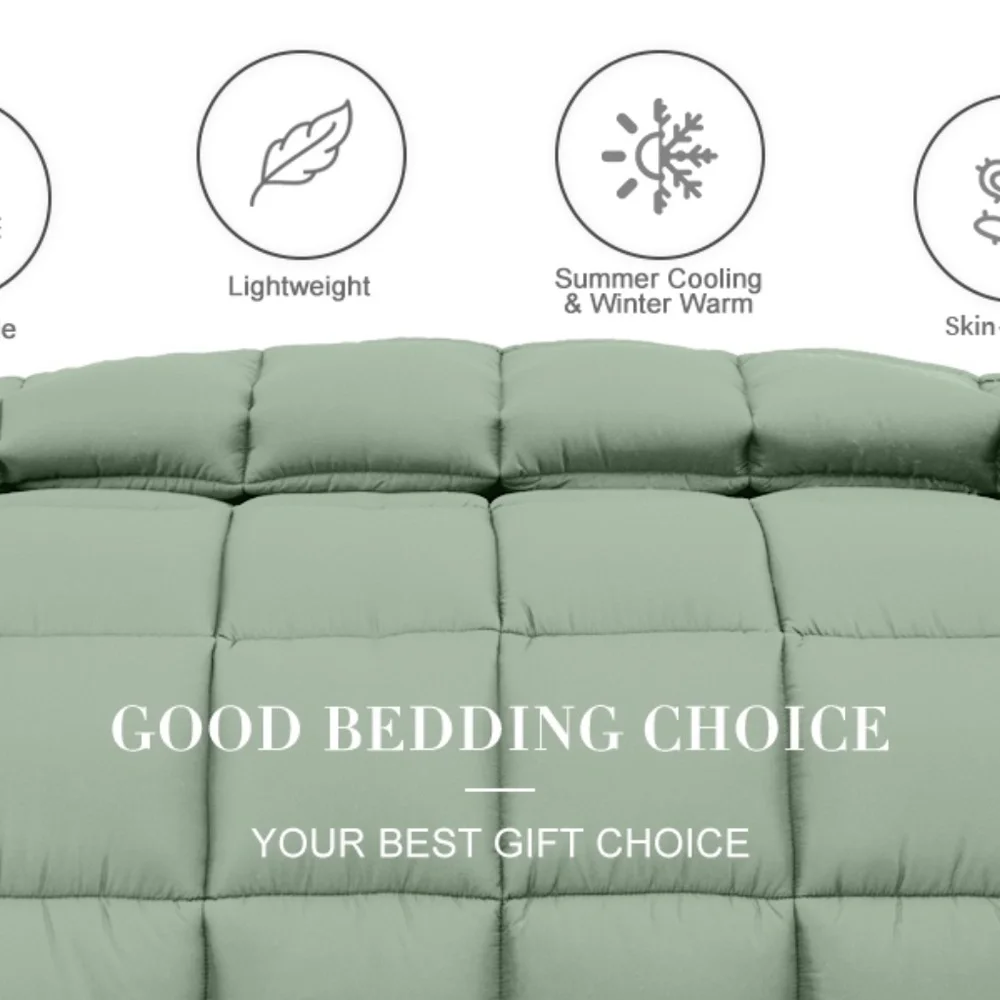 HYLEORY Sage Green All Season Twin Size Bed Comforter - Cooling Down - Picture 2 of 10